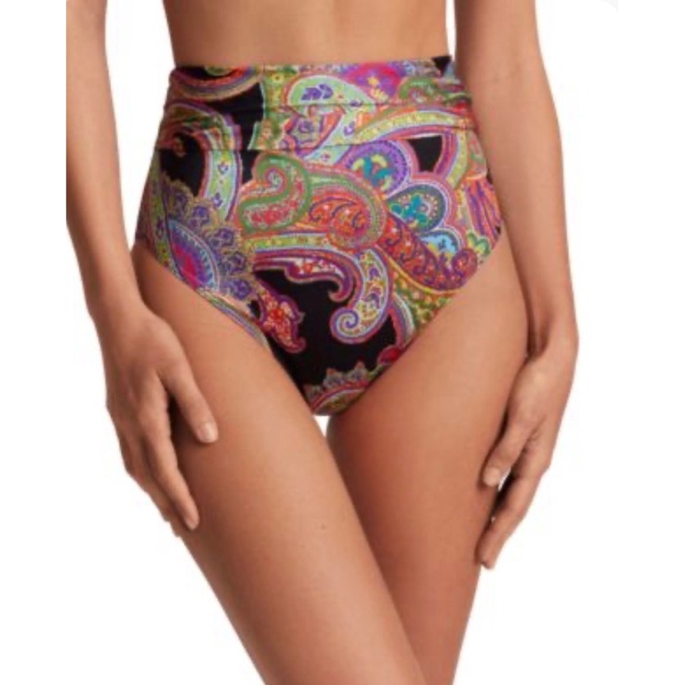 Lauren Ralph Lauren Bikini Bottom 4 Multicolor New Paisley High Rise 20524257